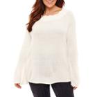 Liz Claiborne Scalloped Bell Sleeve Sweater- Plus