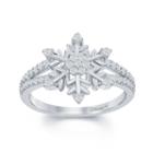Enchanted By Disney 1/4 C.t.t.w. Diamond Frozen Snowflake Ring In Sterling Silver