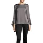 Worthington Long Sleeve Scoop Neck Woven Blouse-tall