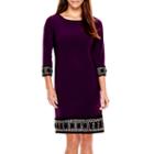 Tiana B. 3/4-sleeve Embellished Hem Shift Dress - Petite