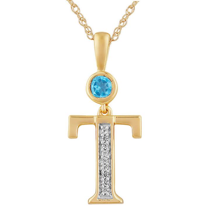 Womens Genuine Blue Topaz 14k Gold Over Silver Pendant Necklace