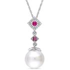 Womens 1/10 Ct. T.w. White Cultured Freshwater Pearls 10k White Gold Pendant Necklace