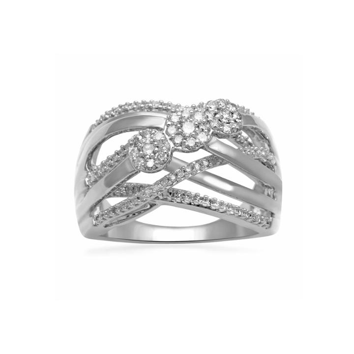 Diamond Blossom 1/2 Ct. T.w. Diamond Sterling Silver Crossover Ring