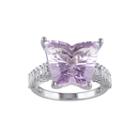 Genuine Pink Amethyst And White Topaz Sterling Silver Ring
