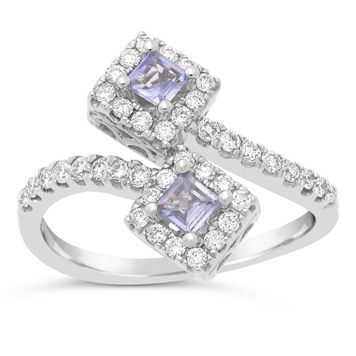 Womens 1/2 Ct. T.w. Genuine Tanzanite Blue 10k Gold Square Bypass Ring
