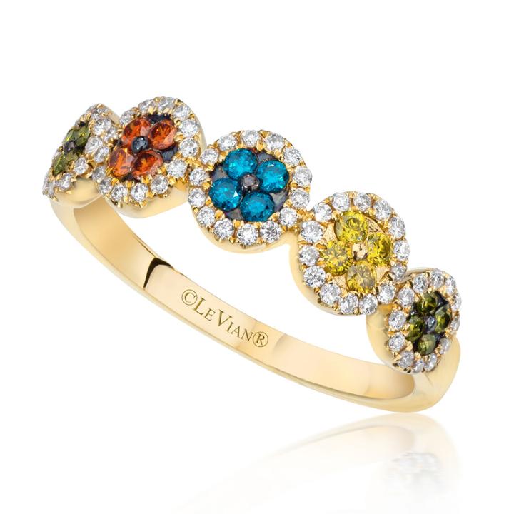 Grand Sample Sale By Le Vian 1/2 Ct. T.w. Blueberry Diamonds, Cherryberry Diamonds, Goldenberry Diamonds & Kiwiberry Green Diamonds 14k Honey Gol