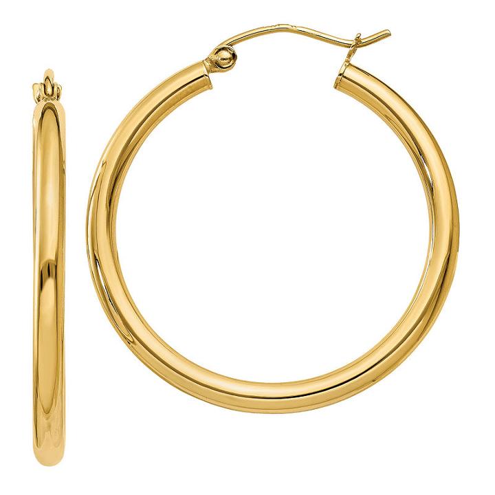 10k Gold 25mm Round Hoop Earrings