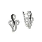 1/5 Ct. T.w. White And Color-enhanced Black Diamond Sterling Silver Hinged Earrings