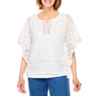 Alfred Dunnerlace Flutter Sleeve Split Crew Neck Blouse