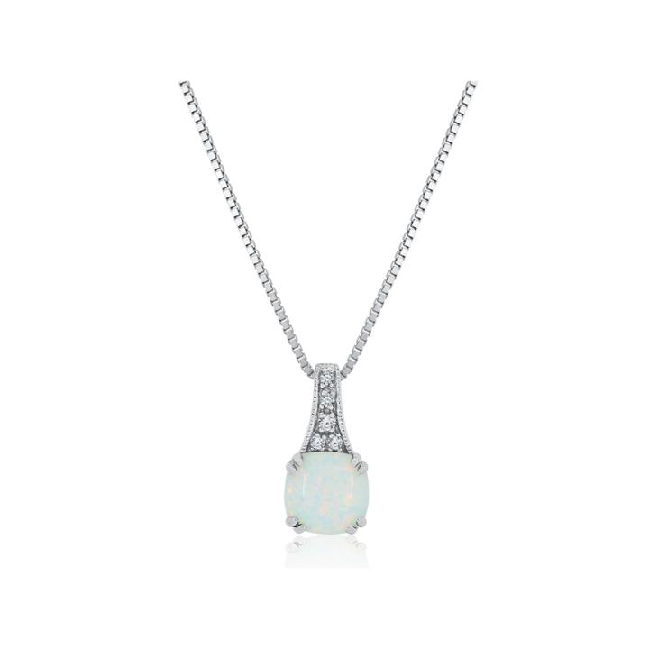 Womens Multi Color Opal Sterling Silver Pendant Necklace