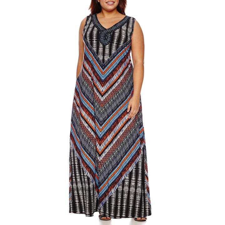 Jennie & Marlis Sleeveless Embellished Neck Maxi-plus