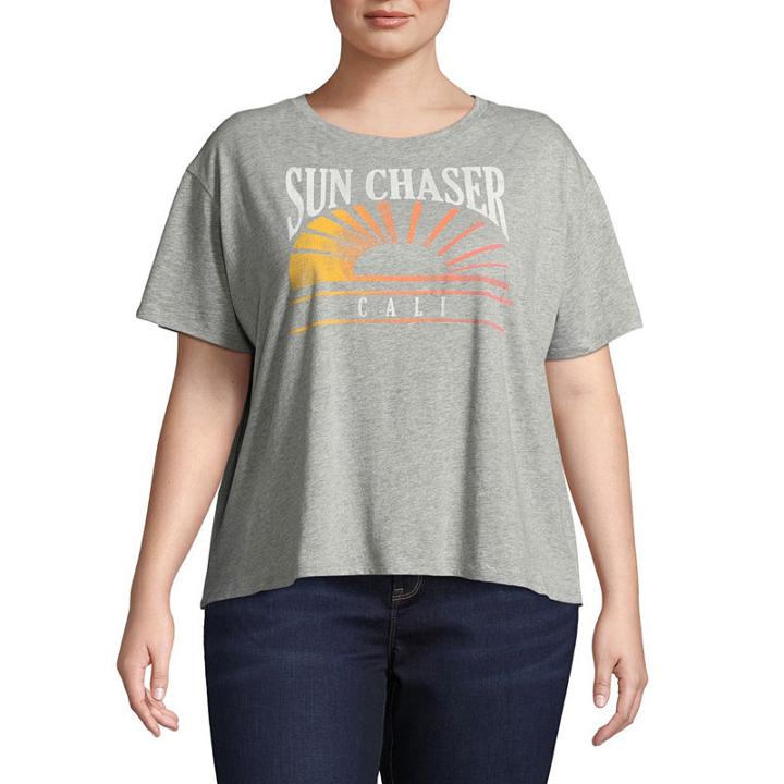 Arizona Short Sleeve Sun Chaser Graphic T-shirt- Juniors Plus