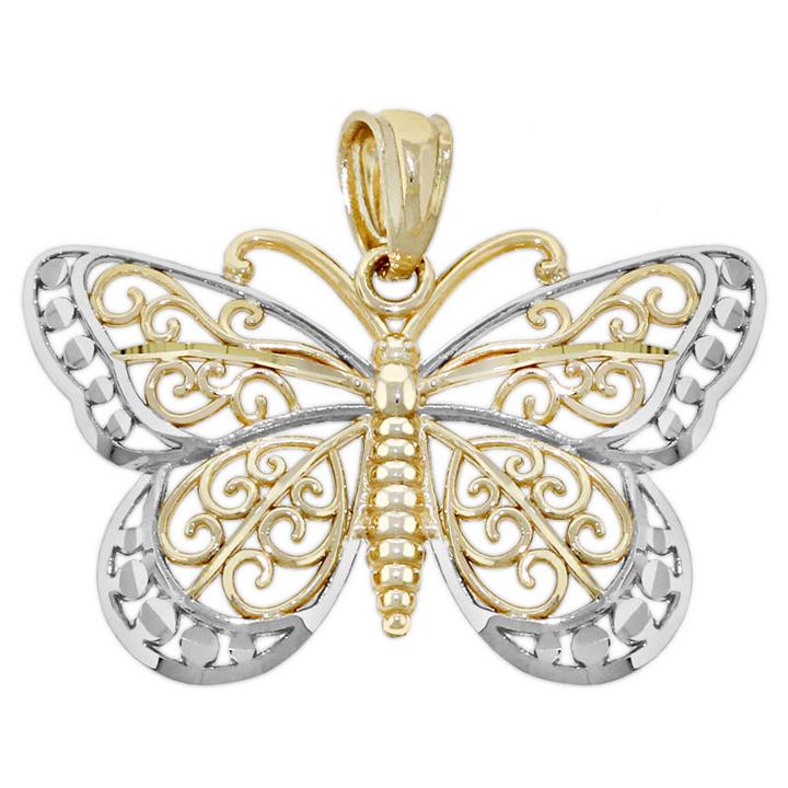 Womens 14k Gold Butterfly Pendant