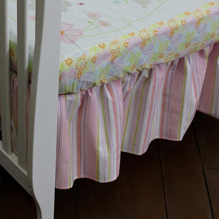 Nurture Pink Stripe Crib Dust Ruffle