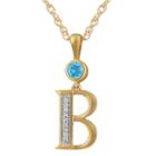 B Womens Genuine Blue Topaz 14k Gold Over Silver Pendant Necklace