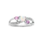 Lab-created Opal And Pink Sapphire Sterling Silver Triple-heart Ring