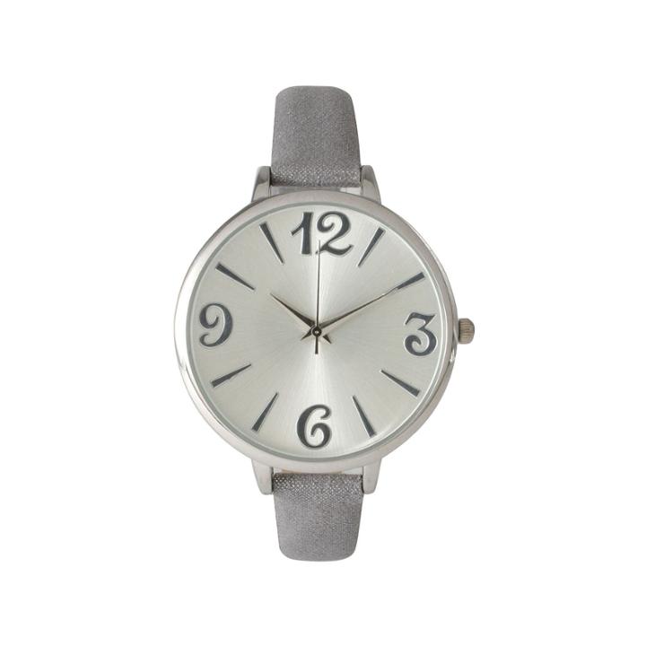 Olivia Pratt Womens Goldtone Bezel Silvertone Dial Silver Petite Leather Watch 26357silver