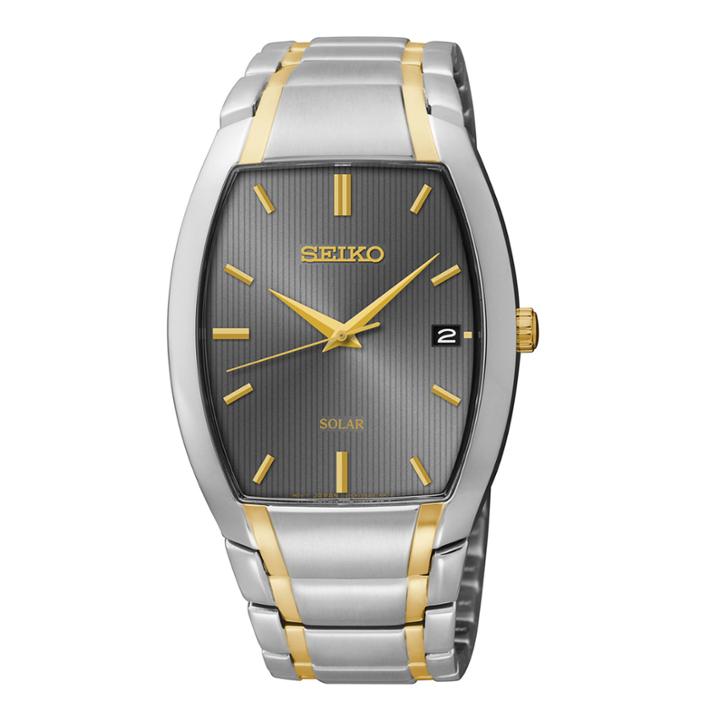 Seiko Mens Two-tone Stainless Steel Solar Watch Sne334