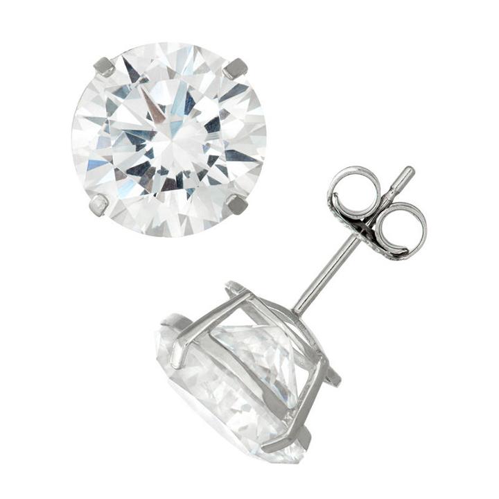 Diamonart 2 1/4 Ct. T.w. Round White Cubic Zirconia Sterling Silver Stud Earrings