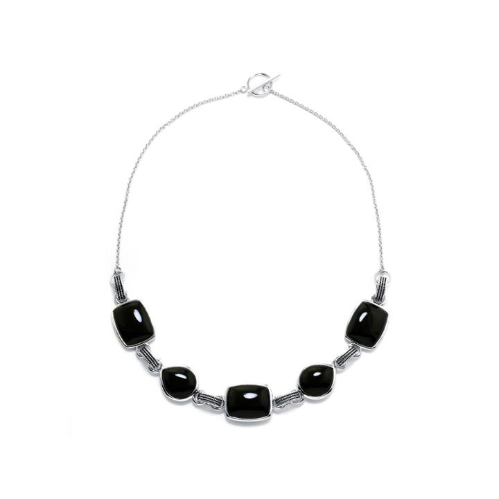Genuine Black Onyx Sterling Silver Necklace