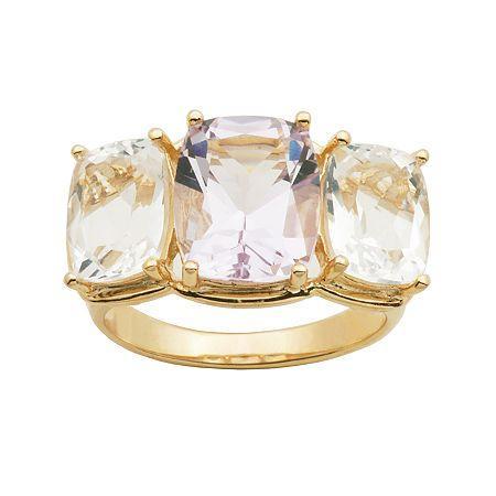 Color-enhanced Pink & White Quartz Ring