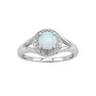 Womens Diamond Accent White Opal Sterling Silver Halo Ring