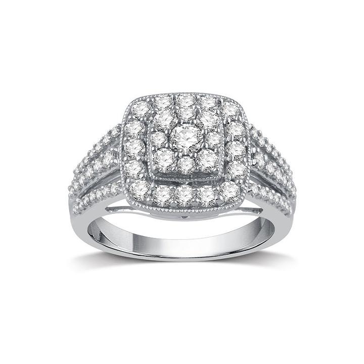 Diamond Blossom Womens 1 Ct. T.w. Genuine Diamond White 10k Gold
