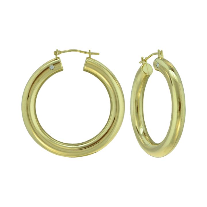Prestige Gold&trade; 14k Yellow Gold Over Resin Round Hoop Earrings