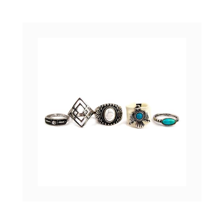 Arizona 5-pc. Silver-tone Thunderbird Cabs Ring Set