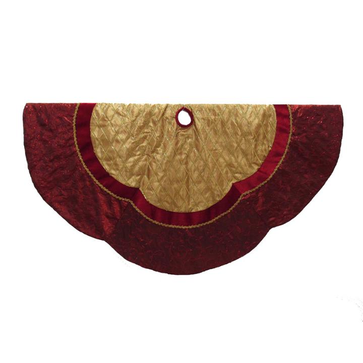 Kurt Adler 72 Red And Gold Criss-cross Scallop Treeskirt