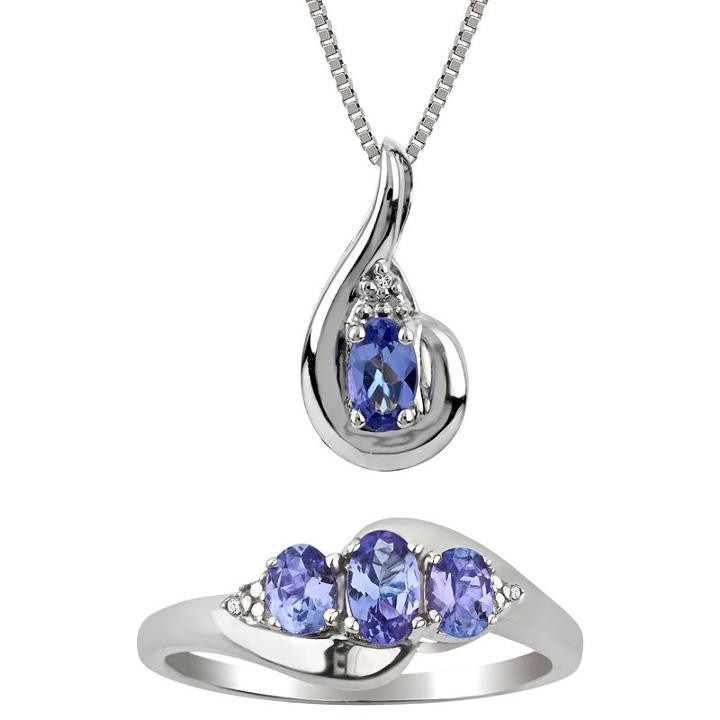 Womens 2-pack Diamond Accent Purple Tanzanite Sterling Silver Jewelry Set