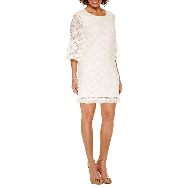 Tiana B 3/4 Sleeve Lace Trapeze Dress-petites