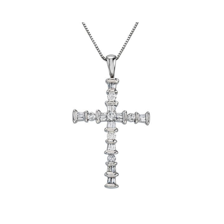 3/8 Ct. T.w. Diamond 10k White Gold Cross Pendant Necklace