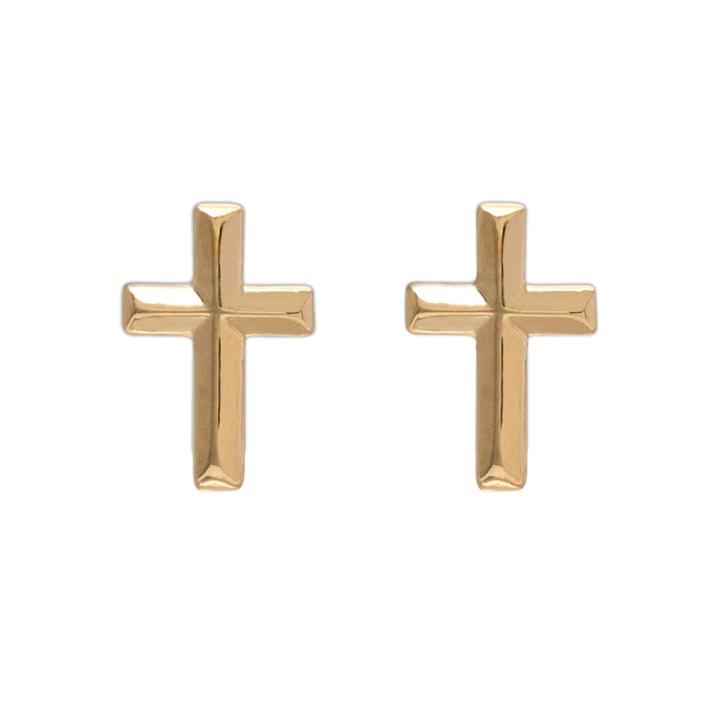 14k Yellow Gold Cross Stud Earrings