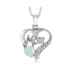 Silver Treasures&trade; Lab-created Opal Diamond-accent Sterling Silver Mom Heart Pendant Necklace