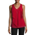 By & Bysleeveless Ruffle Front V-neckblouse-juniors
