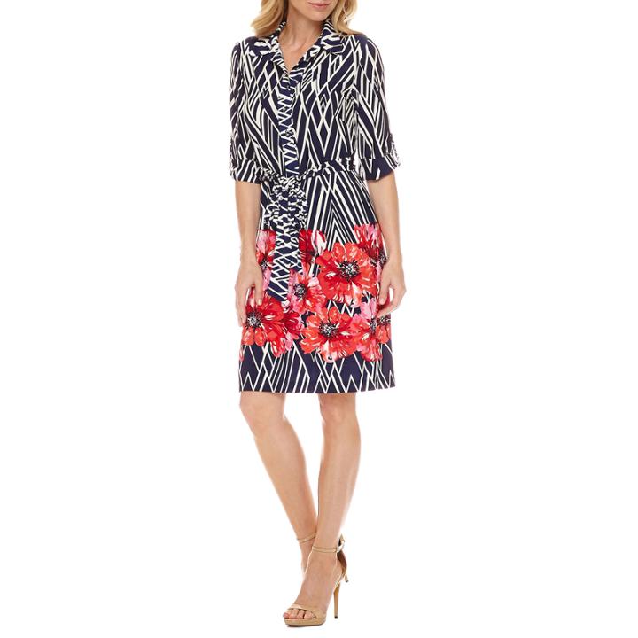 Liz Claiborne 3/4 Sleeve Shirt Dress