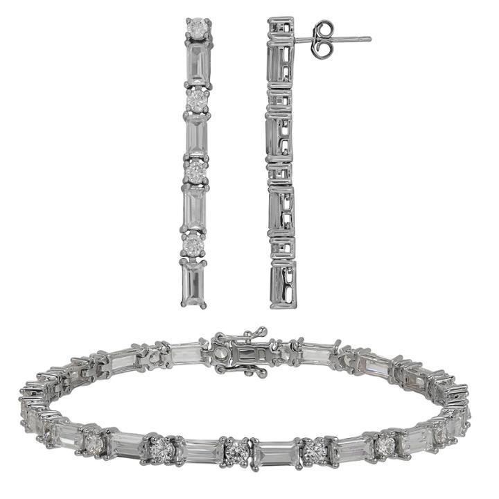 Diamonart Sterling Silver 1/3 Ct. T.w. Cubic Zirconia 2-pc. Tennis Jewelry Set