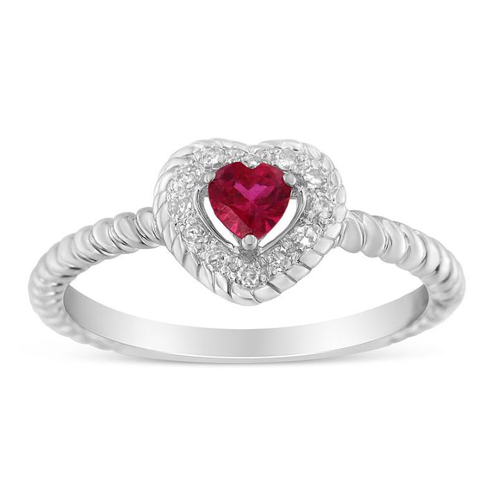 Womens 1/3 Ct. T.w. Lab Created Red Ruby Sterling Silver Halo Ring