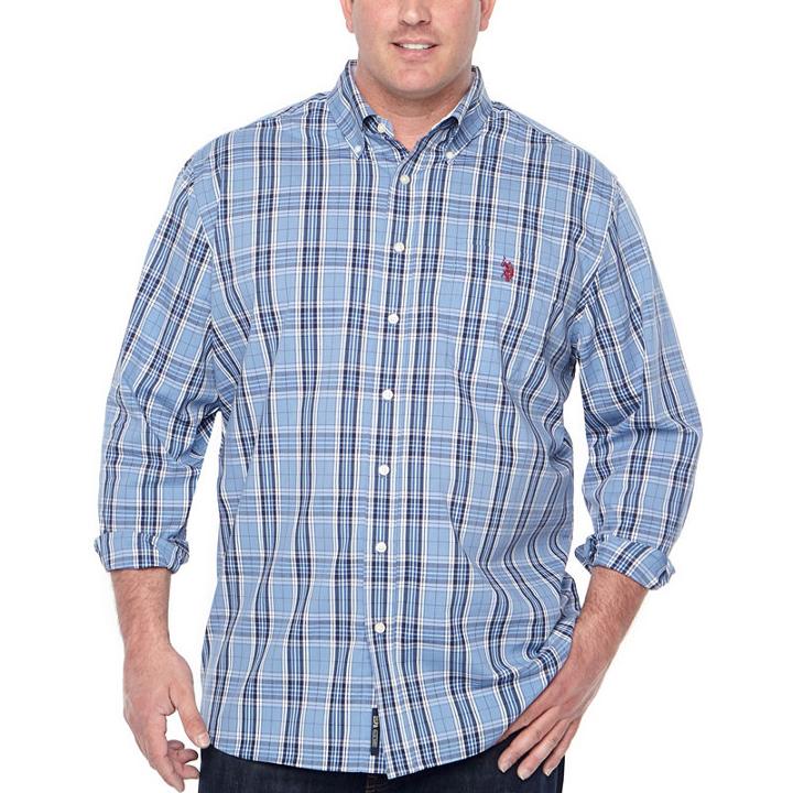 U.s. Polo Assn. Long Sleeve Checked Button-front Shirt-big And Tall