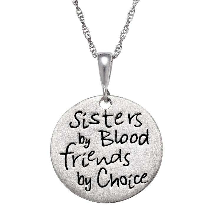Personalized Sterling Silver Sisters Engravable Circle Pendant Necklace