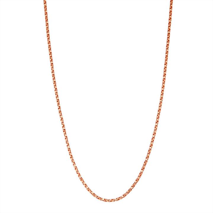 14k Rose Gold Over Silver Solid Box 18 Inch Chain Necklace