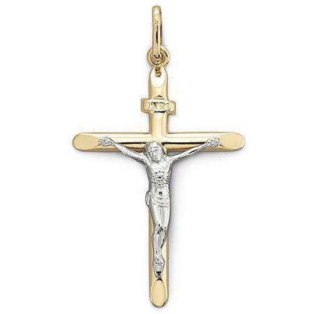 Two-tone Crucifix Pendant 14k Gold