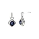 1/7 Ct. T.w. Diamond And Lab-created Sapphire Sterling Silver Drop Earrings
