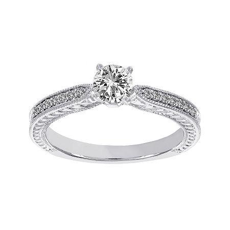 Lumastar 5/8 Ct. T.w. Diamond 18k White Gold Vintage-style Bridal Ring