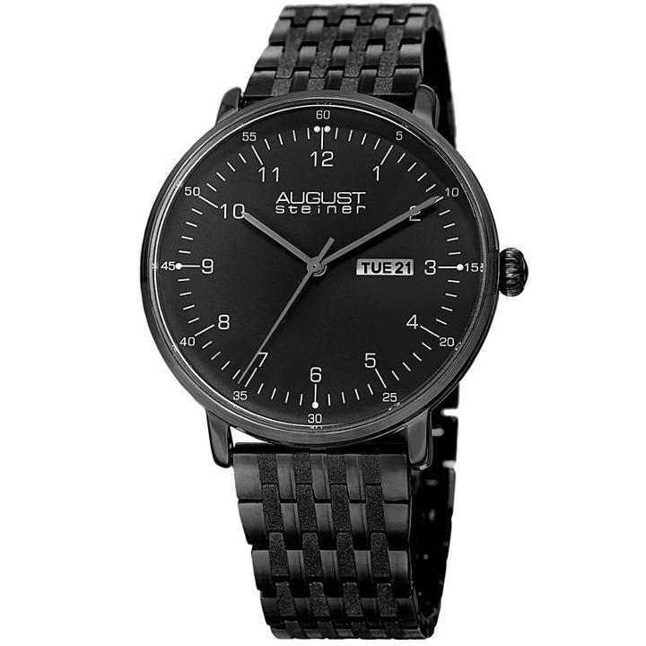 August Steiner Mens Black Strap Watch-as-8215bk