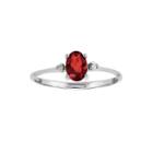 Genuine Red Garnet Diamond-accent 14k White Gold Ring