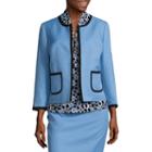 Black Label By Evan-picone 3/4 Sleeve Contrast Trim Suit Jacket