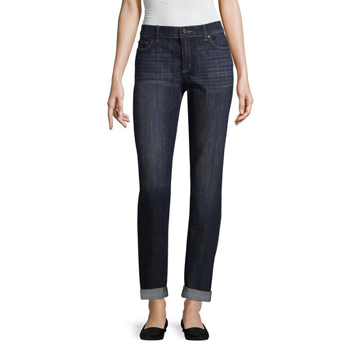 Liz Claiborne Boyfriend Skinny Fit Rollcuff Jean - Tall Inseam 33 Unrolled