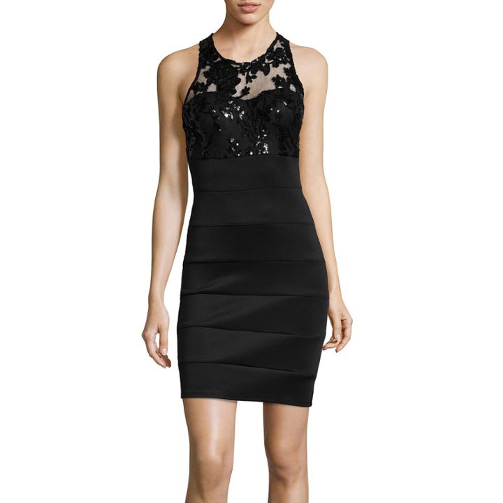 My Michelle Sleeveless Halter Lace Bust Bodycon Dress